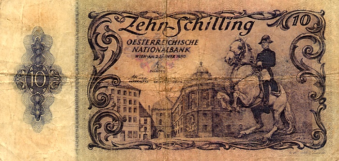 Front of Austria p127a: 10 Schilling from 1950