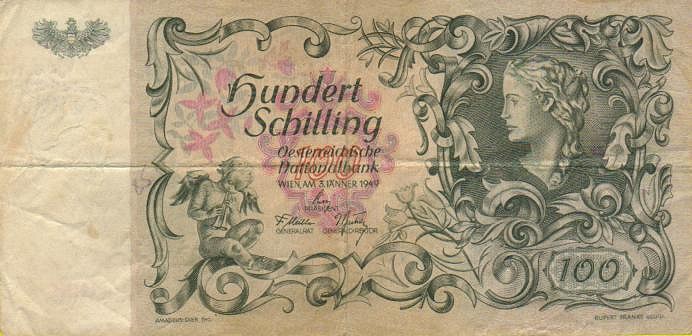 Front of Austria p131: 100 Schilling from 1949