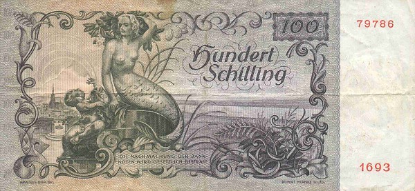 Back of Austria p132: 100 Schilling from 1949