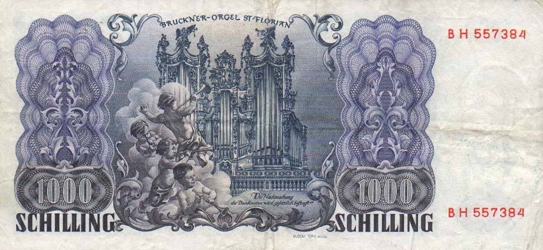 Back of Austria p135a: 1000 Schilling from 1954
