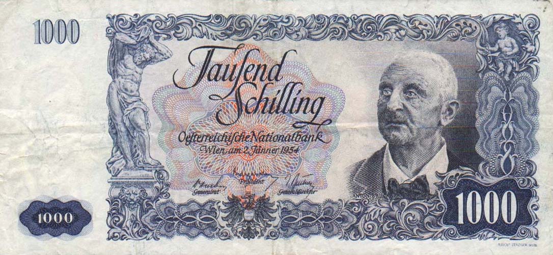 Front of Austria p135a: 1000 Schilling from 1954
