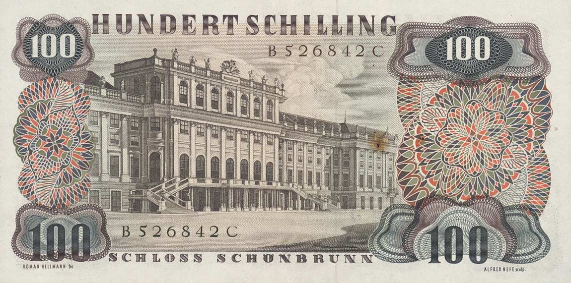 Back of Austria p138a: 100 Schilling from 1960