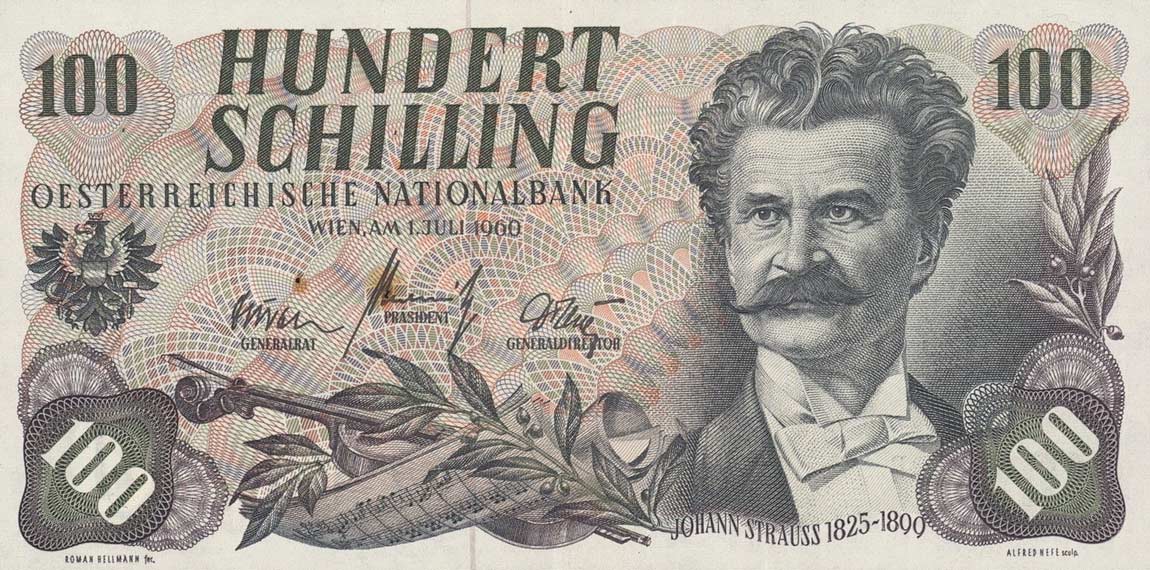 Front of Austria p138a: 100 Schilling from 1960