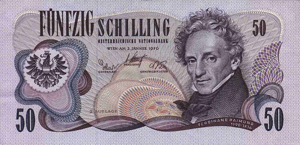 Front of Austria p144a: 50 Schilling from 1970