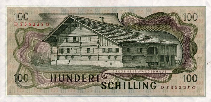 Back of Austria p145a: 100 Schilling from 1969