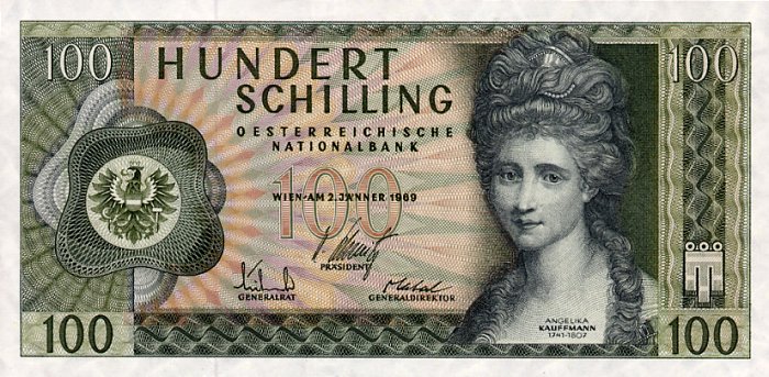 Front of Austria p145a: 100 Schilling from 1969