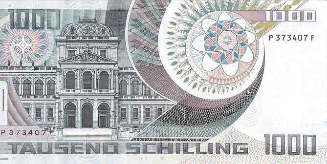 Back of Austria p152a: 1000 Schilling from 1983