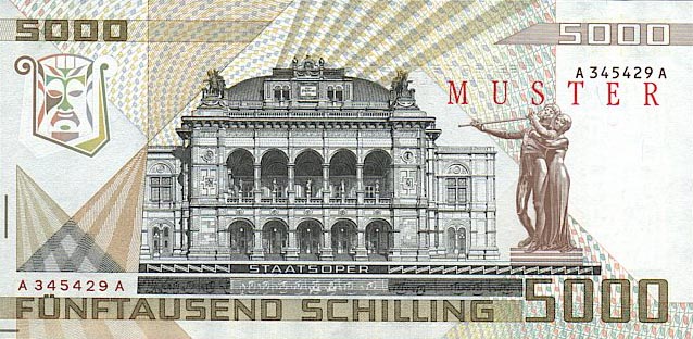 Back of Austria p153s: 5000 Schilling from 1988
