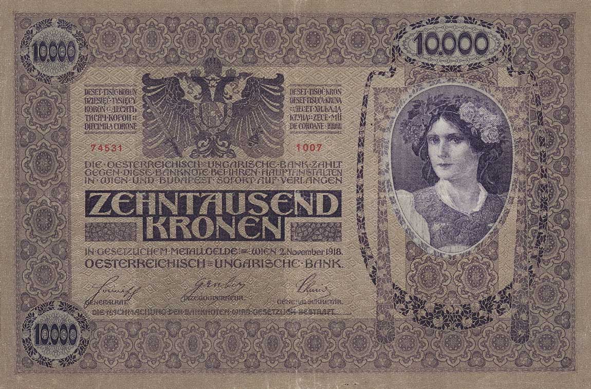 Front of Austria p25: 10000 Kroner from 1918