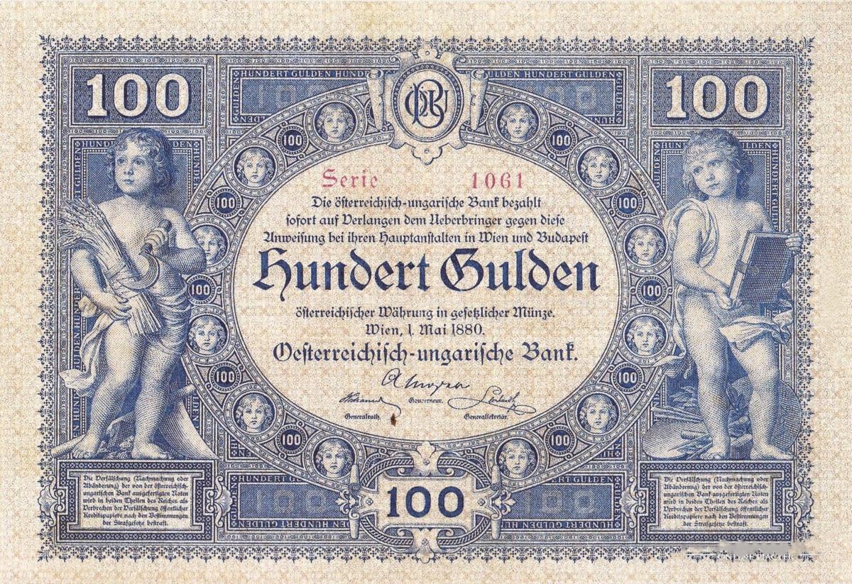 Front of Austria p2: 100 Gulden from 1880