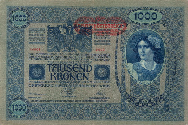 Front of Austria p60: 1000 Kroner from 1919