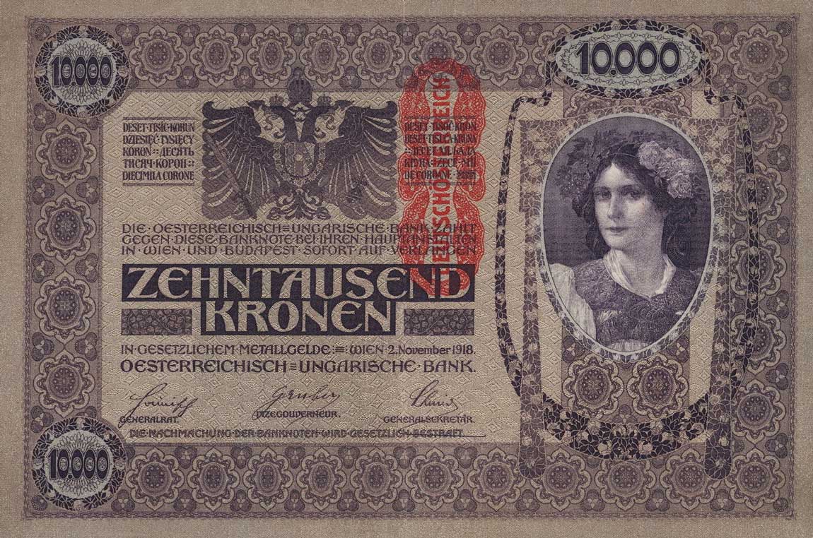 Front of Austria p64: 10000 Kroner from 1919