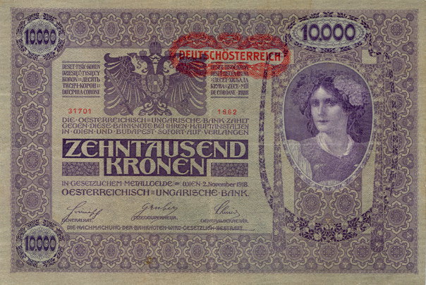 Front of Austria p65: 10000 Kroner from 1919