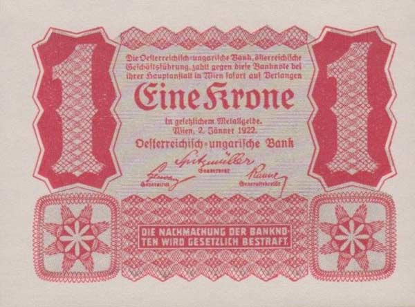 Front of Austria p73a: 1 Krone from 1922