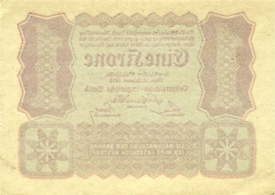 Back of Austria p73a: 1 Krone from 1922