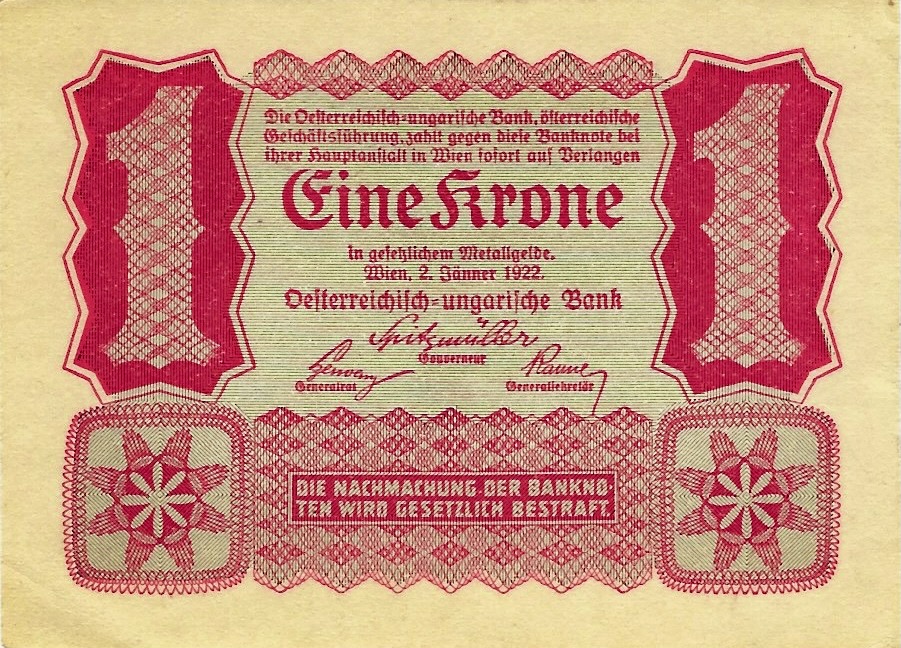 Front of Austria p73a: 1 Krone from 1922