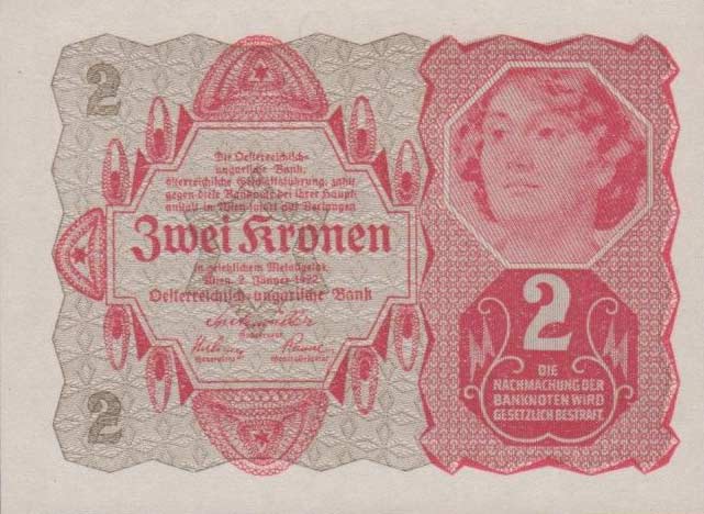 Front of Austria p74: 2 Kroner from 1922