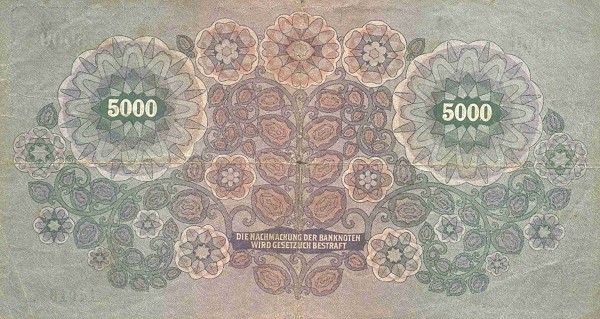 Back of Austria p79: 5000 Kroner from 1922