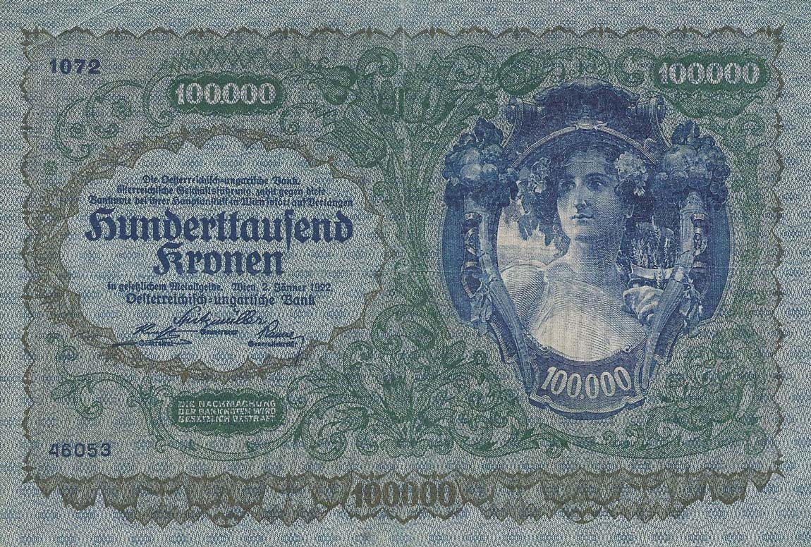 Front of Austria p81: 100000 Kroner from 1922