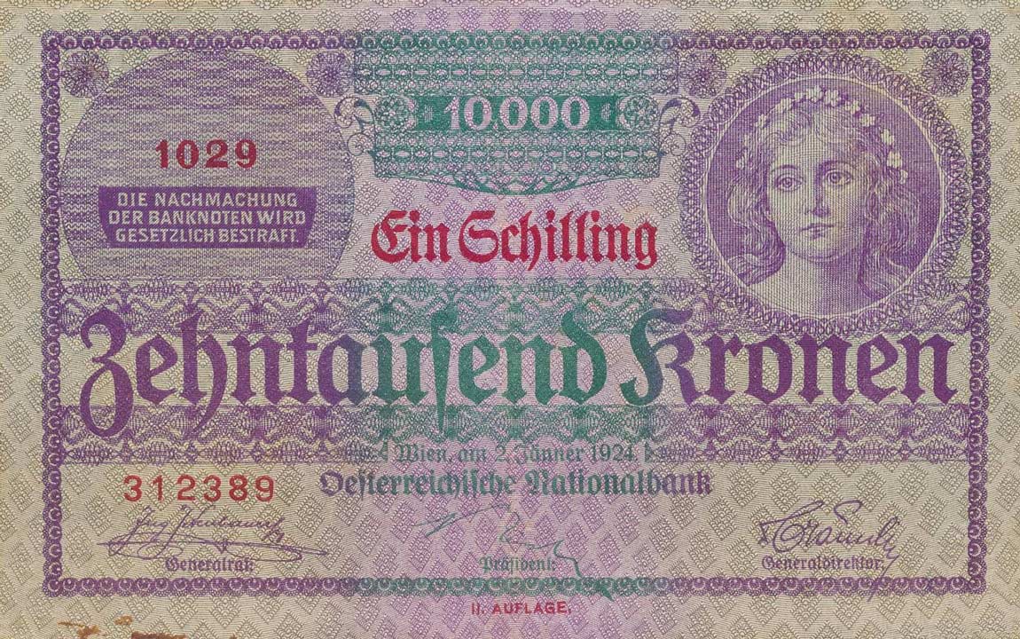 Front of Austria p87: 10000 Schilling from 1924