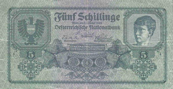 Front of Austria p88: 5 Schilling from 1925