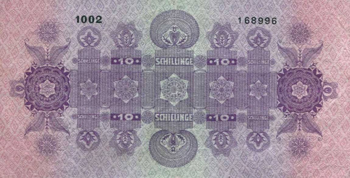 Back of Austria p89: 10 Schilling from 1925