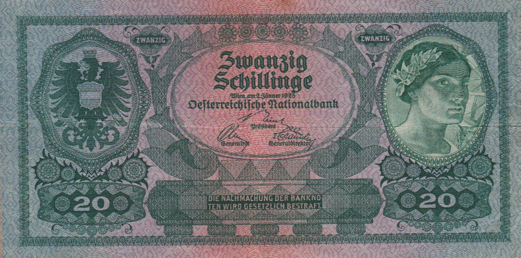Front of Austria p90: 20 Schilling from 1925
