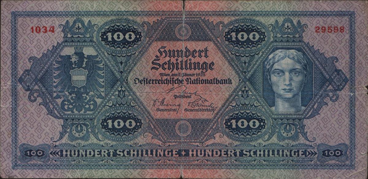 Front of Austria p91: 100 Schilling from 1925