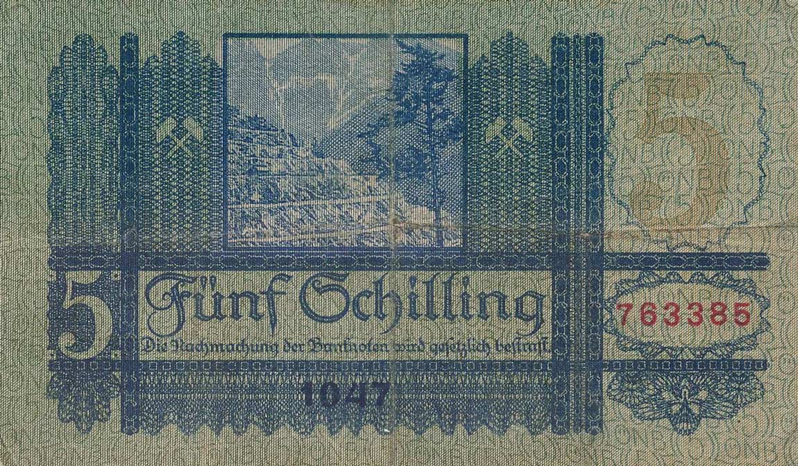 Back of Austria p93: 5 Schilling from 1927