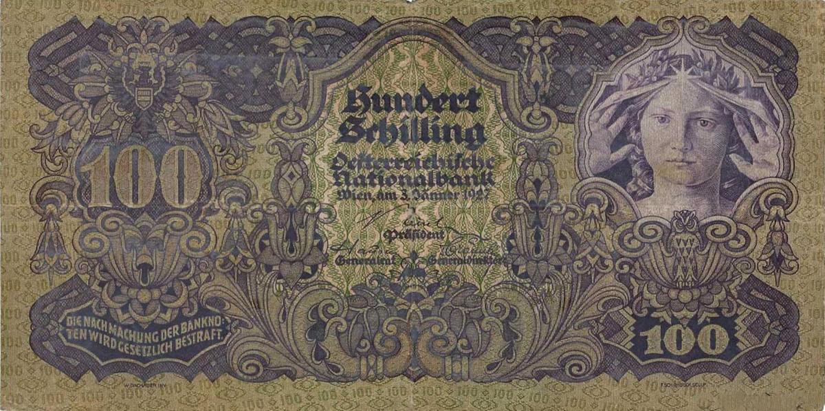 Front of Austria p97: 100 Schilling from 1927