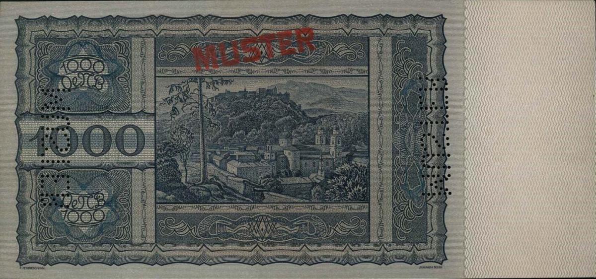 Back of Austria p98s: 1000 Schilling from 1930