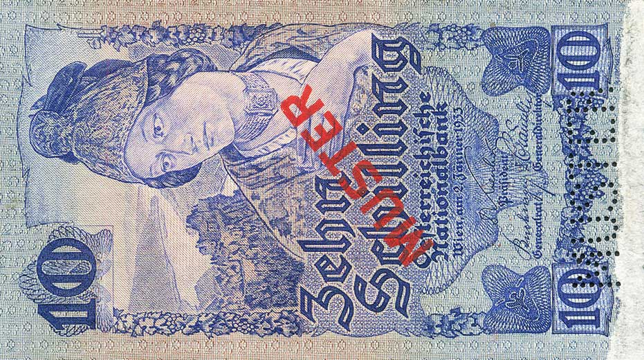 Front of Austria p99s: 10 Schilling from 1933