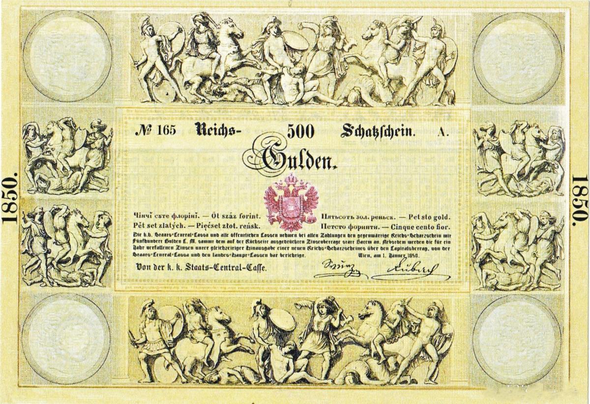 Front of Austria pA130: 500 Gulden from 1850