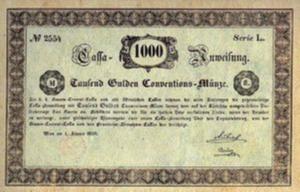 pA131 from Austria: 1000 Gulden from 1850