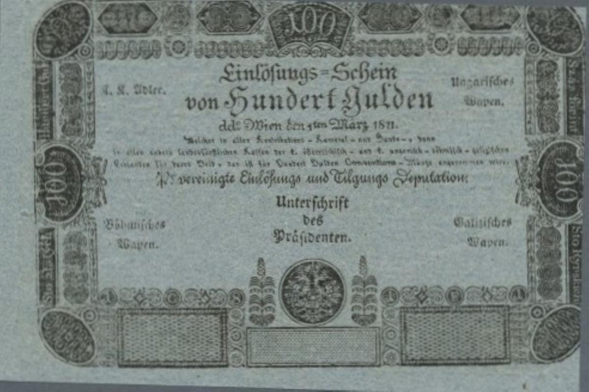 Back of Austria pA49b: 100 Gulden from 1811