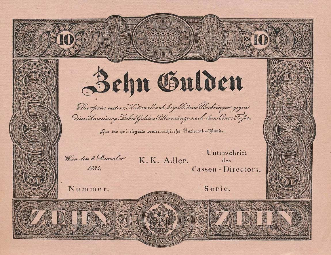 Front of Austria pA69: 10 Gulden from 1834