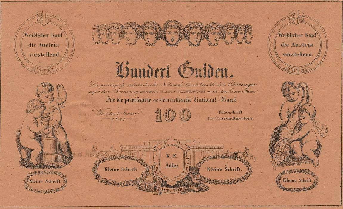 Front of Austria pA73b: 100 Gulden from 1841