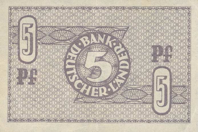 Back of German Federal Republic p11a: 5 Pfennig from 1948