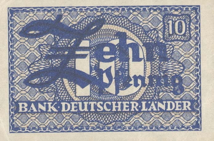 Front of German Federal Republic p12a: 10 Pfennig from 1948