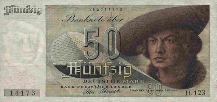 Front of German Federal Republic p14a: 50 Deutsche Mark from 1948