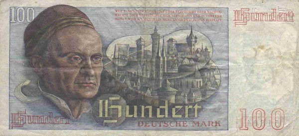 Back of German Federal Republic p15a: 100 Deutsche Mark from 1948