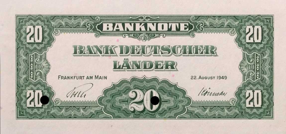 Back of German Federal Republic p17s3: 20 Deutsche Mark from 1949
