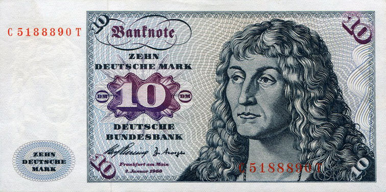 Front of German Federal Republic p19a: 10 Deutsche Mark from 1960