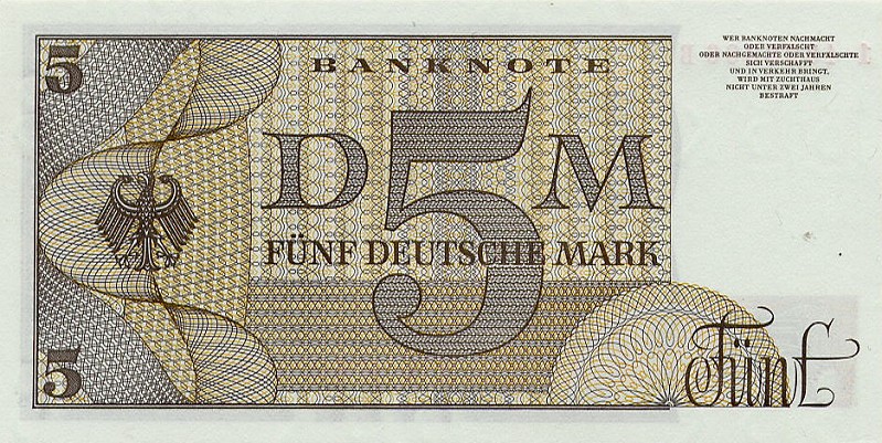 Back of German Federal Republic p29A: 5 Deutsche Mark from 1963