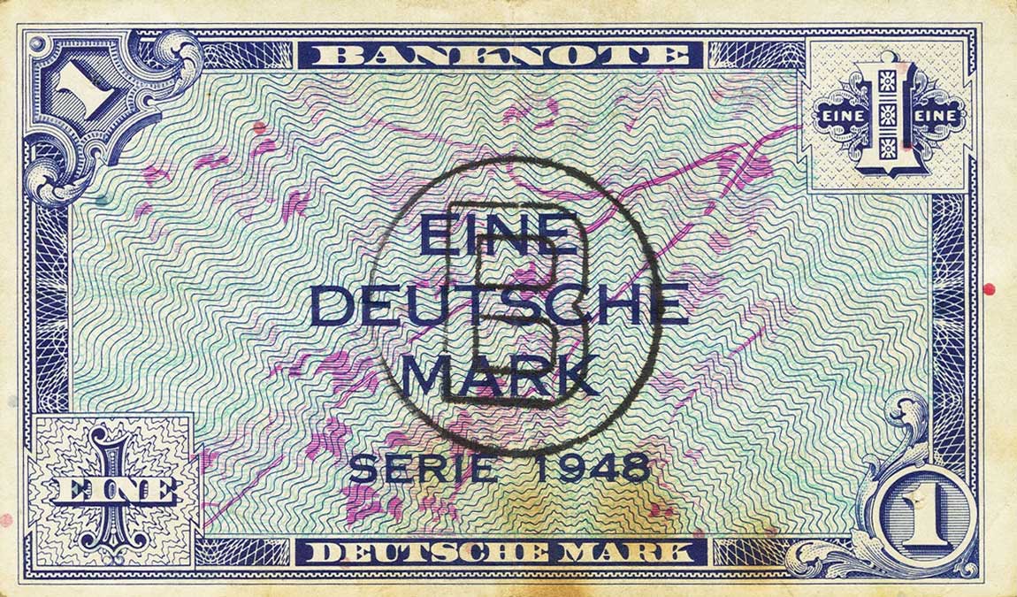 Front of German Federal Republic p2b: 1 Deutsche Mark from 1948