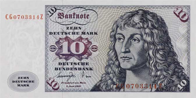 Front of German Federal Republic p31b: 10 Deutsche Mark from 1977