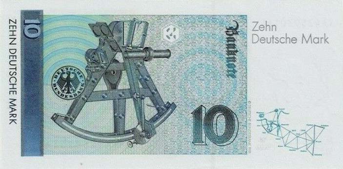 Back of German Federal Republic p38r: 10 Deutsche Mark from 1989