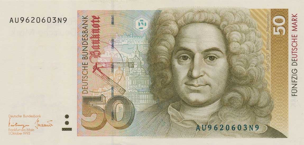 Front of German Federal Republic p40c: 50 Deutsche Mark from 1993