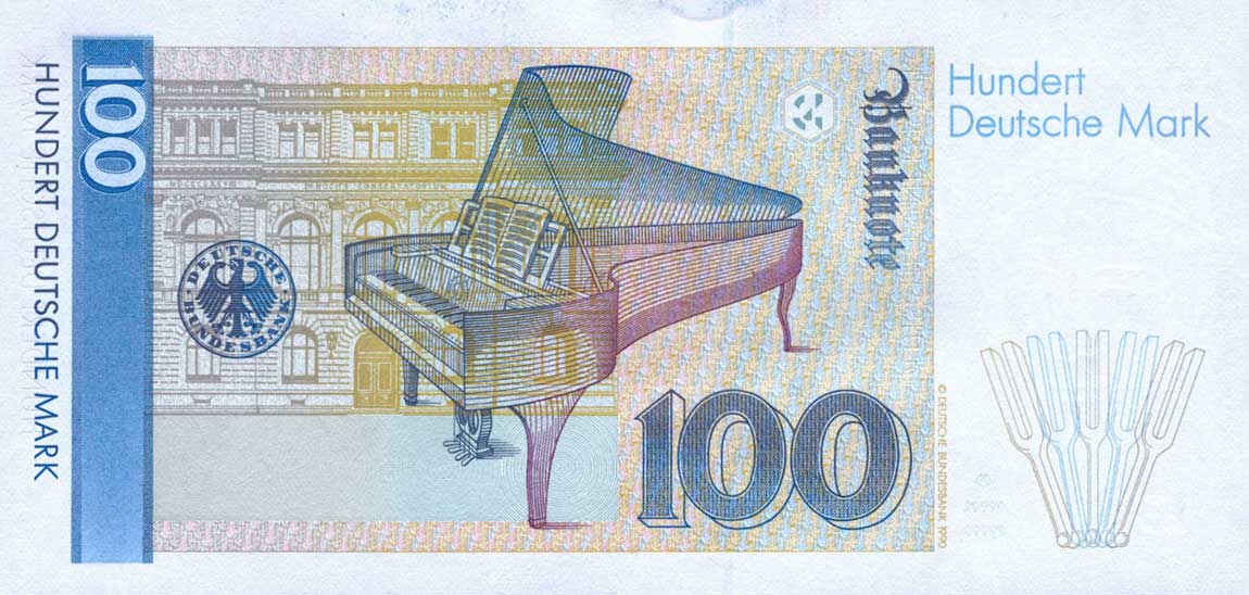 Back of German Federal Republic p41b: 100 Deutsche Mark from 1991