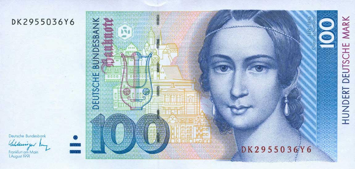 Front of German Federal Republic p41b: 100 Deutsche Mark from 1991